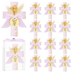 lot 26578 image: 12 Sets Baptism Party Favors for Guests First Communion Favors,Wooden Cross Baptism Magnet with Flowers for Bless Baby Shower Party, Christen Gift,Gender Reveal, (Elegant Pink, 12) - Retail $27