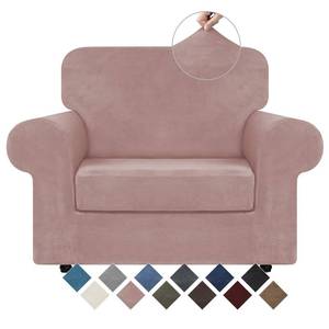lot 26579 image: WEERRW Velvet Stretch Chair Sofa Slipcover - 2 Pieces Luxury Soft Velvet Plush Couch Cover Furniture Protector with Elastic Bottom for Pets, Machine Washable, Pink, Small - Retail $34