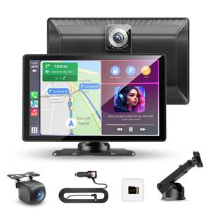 lot 26581 image: Carpeer Portable Apple Carplay Screen for Car, 9 Car Play Touchscreen, 4K Dash Cam, 1080P Backup Camera, Wireless Carplay, Android Auto, Mirror Link, GPS Navigation, Voice Control (9inch) - Retail $76