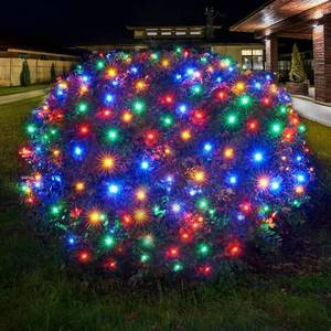 lot 26582 image: Dirnun Led Christmas Net Lights Outdoor Christmas Lights Multicolor 160LED 5ftx7ft, Waterproof Outdoor Indoor Fairy Mesh Net Light for Xmas Party, Yard, Patio, Trees, Shrubs, Bushes Decorations - Retail $28
