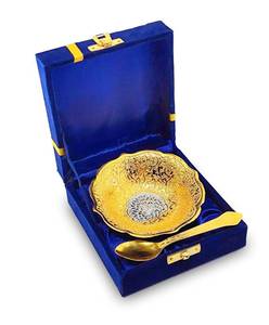 lot 32706 image: NOBILITY Silver Plated Bowl Spoon Set Light Weight with Blue Box Diwali Christmas Eid Wedding Return Dessert Dry Fruits Serving Gifts Home Decoration Friends Family Corporate Gift Items