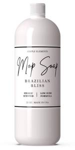 lot 32707 image: Mop Soap Highly Scented Fragrance, Long Lasting Luxury Floor Cleaner for Hardwood, Tile, Laminate & Stone, Low Suds No Residue Formula, All Mop Types, Made in USA, 32oz Brazilian Bliss Fragrance - Retail $26