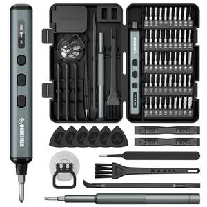 lot 32711 image: STREBITO Mini Electric Screwdriver, 67 in 1 Electric Screwdriver Kit - 50 S2 Preicison Bits, 5 Torque Settings, Organized Storage, Mini Power Screwdriver Rechargeable Tool Kit for PC Electronics - Retail $30