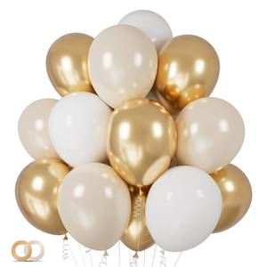 lot 32728 image: 100Pcs White and Gold Balloons 12 Inch White Sand Gold Metallic Latex Balloons Beige Gold Party Balloons for Boho Wedding Birthday Baby Bridal Shower Engagement Anniversary Party Decorations - Retail $8