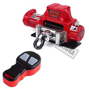 lot 32734 image: INJORA Metal Automatic Winch Wireless Remote Controller System for 110 RC Crawler Car Axial SCX10 90046 TRX4 Redcat (Red) - Retail $32
