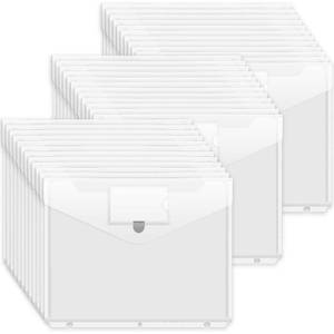 lot 32736 image: Forvencer Binder Pocket, 36 Pack Super Heavyweight Poly Binder Pocket with Tight Closure, Binder Folders Side Loading, 3 Ring Binder Pocket, Binder Dividers with Pockets, Letter Size, Clear - Retail $18