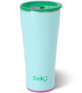 lot 40416 image: Swig Life 32oz Insulated Tumbler, Travel Coffee Tumbler with Lid, Cup Holder Friendly Travel Coffee Mug, Stainless Steel with Lid (Prep Rally) - Retail $30