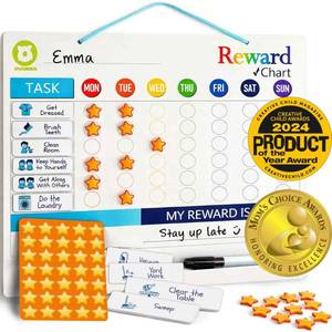 lot 40430 image: QUOKKA Magnetic Behavior Chore Chart for Kids at Home - Gift Reward Visual Schedule Chart - Dry and Erase Routine and Responsibility - Use 48 Magnets & 49 Stars - from Toddlers to Teens - Retail $23