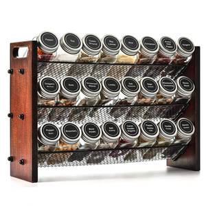 lot 40453 image: Roykoota Spice Rack, Spice Rack Organizer without Seasoning Jars, Wooden Rustic 3 Tier Kitchen Spice Organizer Shelf for Cabinet, Countertop or Wall Mount - Retail $26