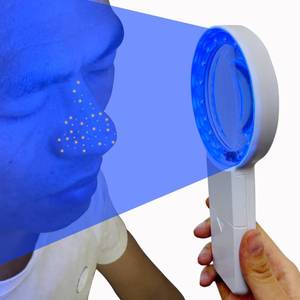 lot 40458 image: Cordless Woods Lamp Ringworm Detection Light-Skin Testing-Esthetician-Veterinaria-5x Magnifying Wood Lamp Black Light-16 LED-Battery Powered - Retail $50