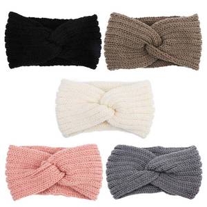 lot 40463 image: AOPRIE Knit Wide Headband for Winter 5 Pieces Women Ear Warmers Truban Headbands Thick headbands for Women Girls, Black Gray White Pink Brown - Retail $10