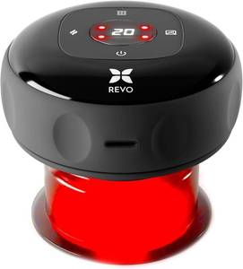lot 40464 image: REVO The Original 4-in-1 Smart Cupping Therapy Massager, Red Light Therapy for Targeted Pain Relief, Knots, Aches, Muscle Soreness, Circulation & Tighter Skin, Portable Cupping Kit - Retail $60