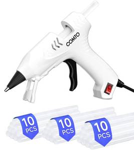 lot 51129 image: COMTO Hot Glue Gun Kit with 30 Sticks, 20W Fast Preheating Mini Hot Glue Gun and Sticks Set for School Crafts DIY Arts and Quick Home Repairs, White - Retail $9
