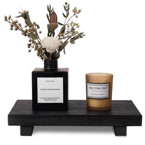 lot 51133 image: zoocatia Small Wood Tray Pedestal Stand Farmhouse Bathroom Decor Decorative Wooden Riser Kitchen Soap Dish Holder for Vanity, Counter, Sink, 9 x 5.9 - Black - Retail $14
