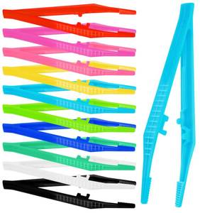 lot 51137 image: ValueBargain Plastic Tweezers, 10Pcs Beads Tweezers for Crafts Fine Motor Skills Development, Ideal for Beading Projects & DIY Crafts, One of Each of The Ten Colors - Retail $6