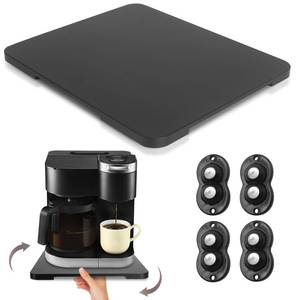 lot 51150 image: 360° Rolling Tray Bamboo Appliance Slider for Kitchen Appliances, Coffee Maker Mat Tray for Countertops Sliding Tray for Coffee Maker Appliances Mat Easily from Under The Cabinet Black 11.6x13.9 - Retail $31