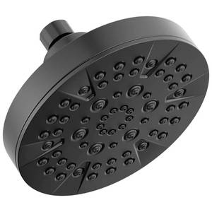 lot 51152 image: Delta 6-Setting Matte Black Shower Head with High Pressure Spray, 6 Inch Round Shower Head, Showerheads, 1.75 GPM Flow Rate, Matte Black 52535-BL - Retail $73