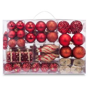 lot 59420 image: Luxtea 72ct Christmas Balls Tree Ornament Set Shatterproof Assorted Hanging Decorations in a Hand-held Gift Package for Xmas Tree Decor(Red)
