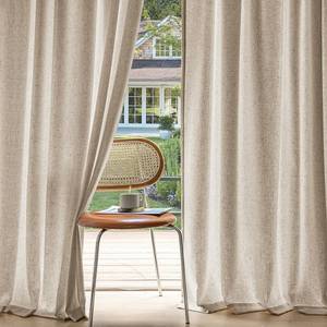 lot 59421 image: MIULEE Non-See-Through Privacy Linen Curtains 2 Panels, Light Filtering Window Curtains Farnhouse Textured Back Tab Semi Sheer Drapes for Bedroom Living Room, 52 x 108 Inches Long, Taupe - Retail $52