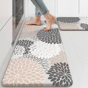 lot 59449 image: Kitchen Rugs and Mats Cushioned Anti Fatigue Kitchen Mat 2PCS Non-Skid Waterproof Boho Kitchen Runner Rug Comfort Foam Standing Mat for Office,Laundry,Kitchen Sink,Grey Floral - Retail $34