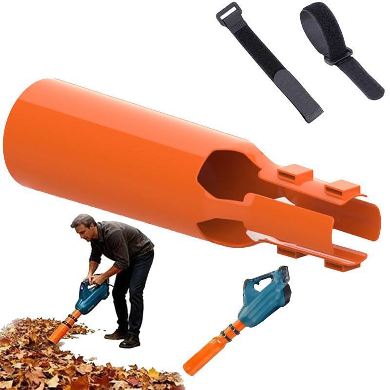 lot 25988 image: 15.7-Inch Orange Leaf Blower Attachment, Round Leaf Blower Air Booster, Blade Blower Air Flow Amplifier 2-4 Inch Universal Adapter Lb615765 and 2-4 Inch Round Nozzle (Orange) - Retail $14