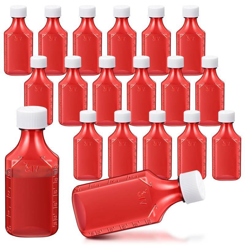 lot 26007 image: Reallnaive 20 Pcs 4 oz Liquid Medicine Bottle Oval Plastic Bottles Child Resistant Caps Medicine Bottle Adapter - Retail $23