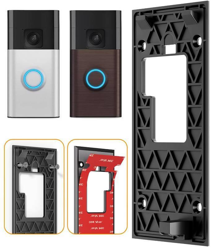 lot 30203 image: No-Drill Adhesive Video Doorbell Mount Compatible with Ring Battery Doorbell (2024 Release), Ring Doorbell Mounting Holder Bracket for Apartments Office Houses (1 Pack) - Retail $10
