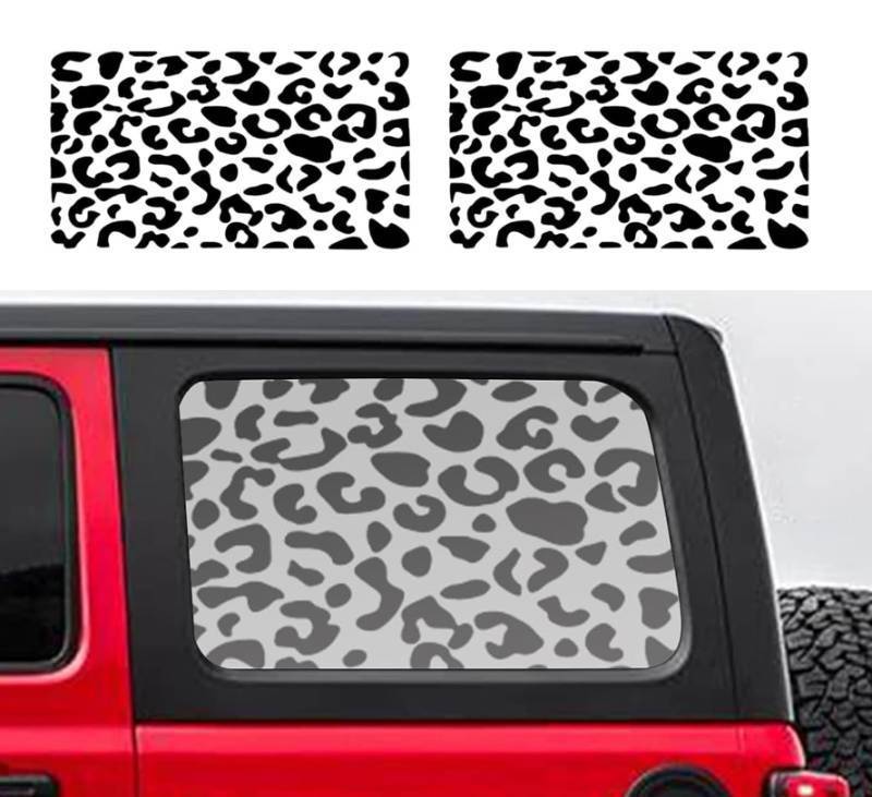 lot 40185 image: 2PCS Universal Rear Window Leopard Cheetah Decals Fit for Most Car SUV Trucks,Matte Black Leopard Cheetah Exterior Vinyl Stickers with Free Installation Tools. - Retail $20