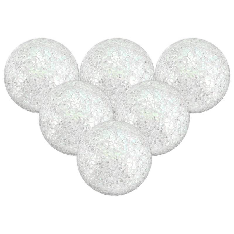 lot 59128 image: M METERXITY 6-Pack Decorative Ball for Bowls, 2.4 Inch Mosaic Glass Balls Decorative Glass Orbs for Home DecorDining TablesWedding PartyCoffee TableCenterpiece Decor White