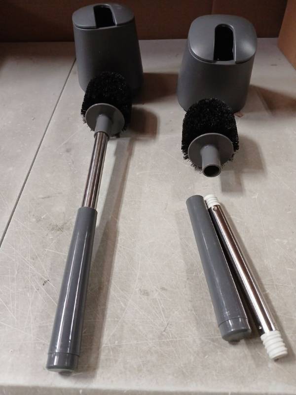 lot 59135 image: Modern Toilet Bowl Brush with Holder Set of 2 - Retail $15