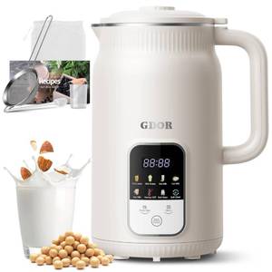 lot 3926 image: GDOR 35oz Nut Milk Maker, 9-in-1 Plant Milk Machine for Homemade AlmondOatSoy, Juice & Smoothie, Blender with 12 Stainless Steel Blades, Keep Warm, 12H Delay, Boil Water and Self-Cleaning - Retail $60