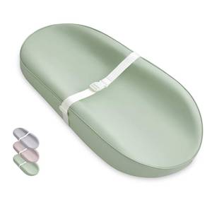 lot 3937 image: Blissful Diary Vegan Leather Baby Changing Pad with Waterproof & Wipe-Clean PU Cover, Avocado Size Cozy Diaper Changing Pad for Dresser and Table, Light Green - Retail $50