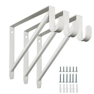 lot 26589 image: Heavy Duty Closet Shelf and Rod Brackets (White, 3 Pack) - Retail $28