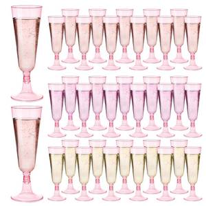 lot 26613 image: GuanQiao 100 Pack Pink Plastic Champagne Flutes, 5.5 Oz Clear Disposable Plastic Champagne Glasses, Wine Glasses Cups for Wedding Celebration Birthday Party Wine Tasting New Years Eve Party Supplies - Retail $27