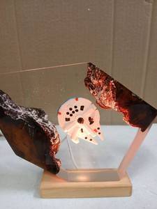 lot 26618 image: Space Galaxy Resin Lamp Wood and Epoxy Night Light Lamp