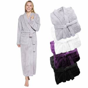 lot 26619 image: Silver Lilly Premium Womens Robe with Shawl Collar, Plush Fleece Long Bath Robe for Women, Fluffy, Warm, Fleece Womens Bathrobe - Retail $25