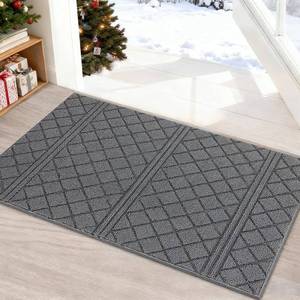 lot 26630 image: REFETONE Indoor Doormat, Front Back Door Mat 24x36 Absorbent Rubber Backing Non Slip Door Mats, Low-Profile Resist Dirt Entrance Rugs, Machine Washable Door Rug Inside Floor Mat for Entryway, Grey - Retail $26