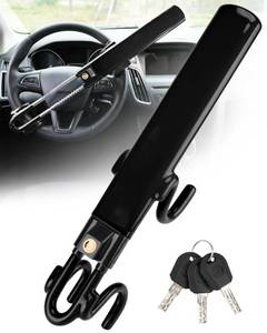 lot 26641 image: Tevlaphee Steering Wheel Lock Anti-Theft Car Device Heavy Duty Security Car Lock Antitheft Locking Devices Great Deterrent Adjustable Car Wheel Lock Anti Theft for Vehicle Truck (Missing 3 Keys) (Black) - Retail $32