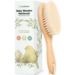 lot 32766 image: Wooden Baby Hair Brush - Cradle Cap Baby Brush with Soft Goat Bristles, Perfect Gentle Scalp Newborn Comb for Infant, Girls, Boys, Bath Essentials (Walnut, Oval) - Retail $10