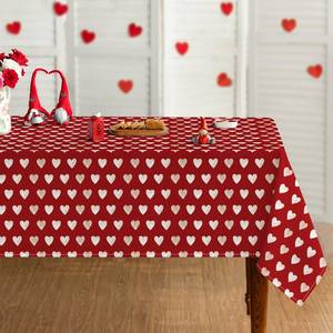 lot 32770 image: Horaldaily Valentine Tablecloth 60x60 Inch Square, Watercolor Love Hearts Red Washable Table Cover for Party Picnic Dinner Decor