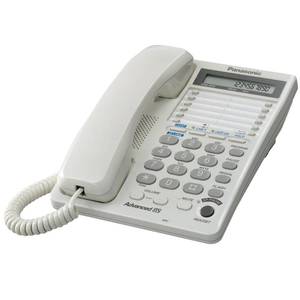 lot 32771 image: Panasonic 2-Line Integrated Corded Telephone System with 16-Digit LCD, Speakerphone, Clock, Hearing Aid Compatibility and 3-Way Conferencing - KX-TS208W (White) - Retail $77