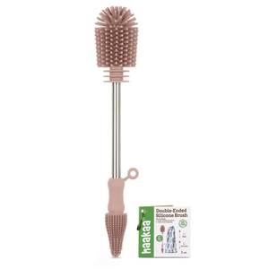 lot 32772 image: haakaa Cleaning Brush Silicone Bottle Brush Double-Ended Soft Silicone Bristles for Breast Pumps, Breast Milk Collectors, Baby Bottles, Teats, Breastmilk Storage Bags, Pink -1pk - Retail $16