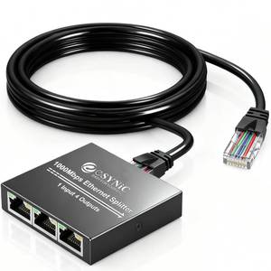 lot 32780 image: eSynic Ethernet Splitter 1 to 4 Portable 1000Mbps High Speed Network Splitter Durable Metal Case Gigabit RJ45 Internet Splitter for LAN RJ45 ethernet Cable Splitter Work with Cat55e678 Cable - Retail $26