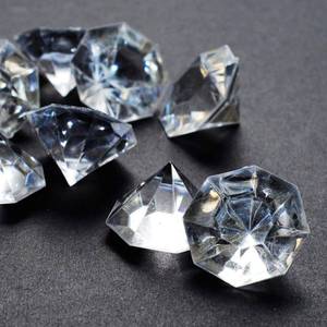 lot 32784 image: 2 Pounds of 25 Carat Clear Acrylic Diamonds - Big Diamonds for Table Centerpiece Decorations, Wedding Decorations, Bridal Shower Decorations - Retail $14