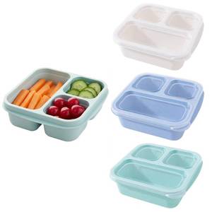 lot 51194 image: Emptycolor 3 Pack 3 Compartment Lunch Snack Containers with Lids, Meal Prep Bento Snack Boxes, BPA Free, Reusable Food Storage Lunchable Containers for People Work Travel - Retail $9