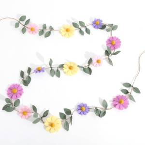 lot 51214 image: Felt Colorful Daisy Banner - Spring Birthday Wedding Party Decorations,Colorful Flowers Green Leaves Chain Garland,Flower Leaf Party Photo Props,Bohemian Daisy Home Room Hanging Garland - Retail $16