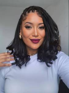 lot 51223 image: WIGER Boho Braided Wigs for Black Women Full Lace French Curly Bob Wig with Baby Hair Knotless 13X8 Lace Frontal Bohemian Box Braided Wigs Women Synthetic African American Women Hair
