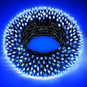 lot 51234 image: 300LED Christmas Lights Indoor Outdoor Use Green Wire, 8 Lighting Modes 100FT Christmas Tree Lights with Timer & Memory, IP44 Waterproof for Tree Xmas Patio Yard Fence Balcony Garden Decor Blue - Retail $20