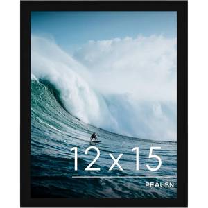 lot 51237 image: PEALSN 12x15 Picture Frame Black, Photo Frame for Wall Mounting Display Horizontally or Vertically Hanging, 1 Pack GLASS MISSING - Retail $8