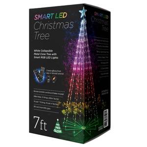 lot 59452 image: Ho-Ho-Glow Indoor and Outdoor 7ft 295 LED Christmas Tree with Adjustable Lights Music Modes, and Scenes with App Control, Pre-Lit Seasonal Decoration
